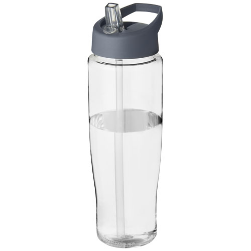 Bouteille sport publicitaire avec paille 700ml H2O Active® Translucide et Gris storm